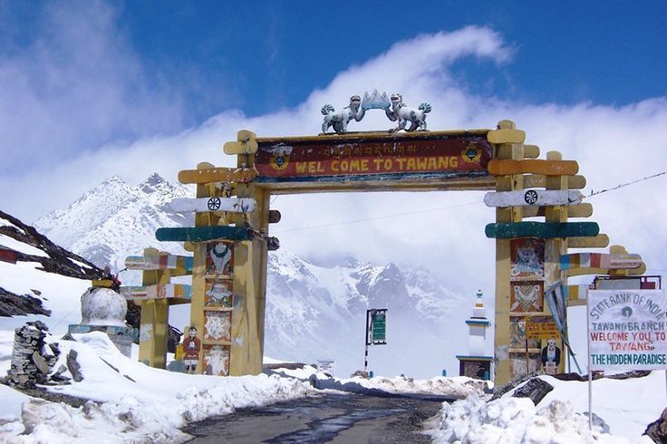 Tawang Monastery with mountain backdrop"