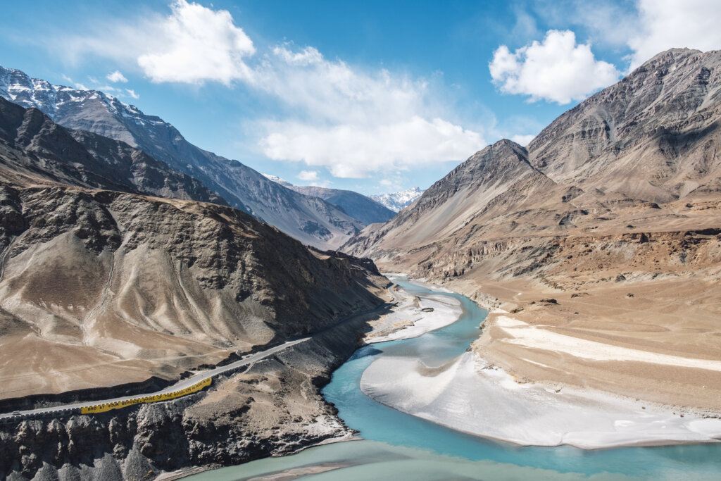 "Confluence of Zanskar and Indus Rivers in Ladakh"