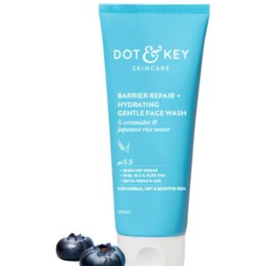 Dot & Key Barrier Repair + Hydrating Gentle Face Wash with Probiotics & Ceramides | For Dry, Sensitive Skin | Soap-Free | pH Balanced | For Women and Men | 100ml
