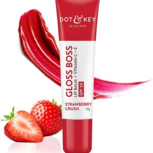 Dot & Key Gloss Boss Duo Lip Balm | SPF 50 | Vitamin C+E Lip Treatment for Hydration, Lip Tanning , Reduce Pigmentation | Strawberry & Cocoa Mint (12g x 2)