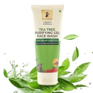 Pilgrim 1% Salicylic Acid Gel Face Wash – Tea Tree & CICA Infused Formula | Fights Acne, Unclogs Pores, Soothes Irritation | Gentle Daily Cleanser – 100 ml
