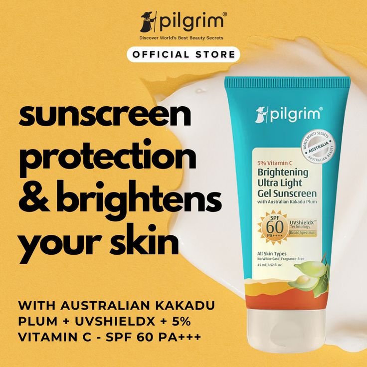 Pilgrim Brightening Gel Sunscreen SPF 60 PA++++ with 5% Vitamin C, Niacinamide & White Tea | Oil-Free, Lightweight | Non greasy | All Skin Types (45 ml) - Image 3