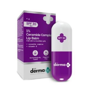 The Derma Co 1% Ceramide Complex Lip Balm with Ceramides & Vitamin E | SPF 30 PA++ | Hydrating & Repairing Lip Barrier Care for Dry, Sensitive Lips 4g