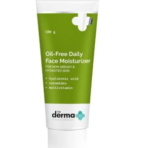 The Derma Co Oil-Free Daily Face Moisturizer with Hyaluronic Acid, Ceramides & Multivitamins | Lightweight Hydration for Oily, Acne-Prone Skin | Non-Comedogenic | 100ml